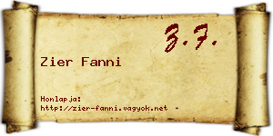 Zier Fanni névjegykártya